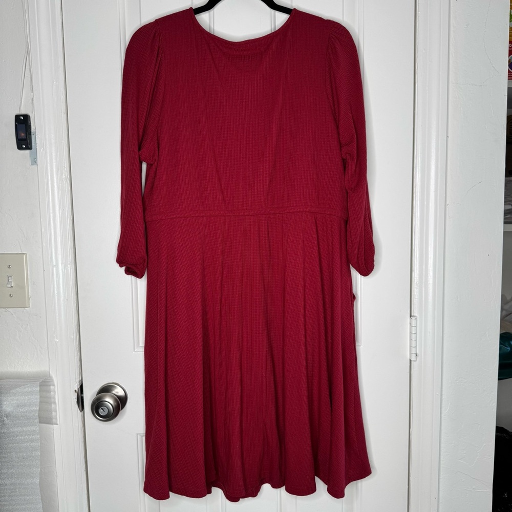 Torrid Red Mini Jersey 3/4 Sleeve Puff Print Skater Dress Size 1 - Picture 3 of 7